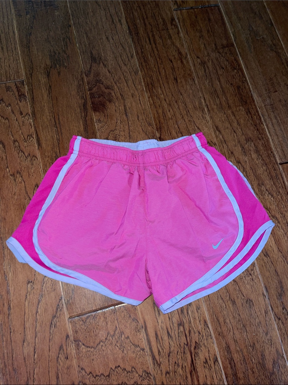 Nike Women's Bright Pink Athletic Running Shorts with White Trim